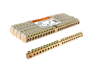 SQ0801-0046 Шина "N" нулевая 6х9мм 24/1 (24 группы/крепеж по центру) TDM