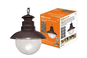 SQ0330-0234 Светильник садово-парковый "Марсель" 60 Вт, подвес, алюм., прозрачное/махагон, Е27, TDM