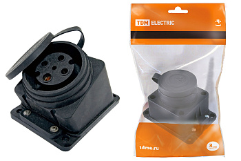 SQ0612-0009 Розетка настенная с загл. наклон. каучук 3Р+РЕ 32А 380В IP44 TDM