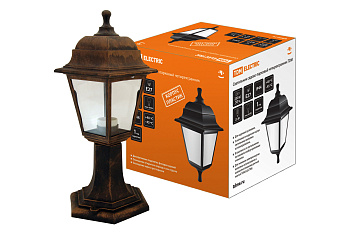 SQ0330-0725 Светильник садово-парковый НТУ 04-60-001 четырехгранник, стойка, пластик, медь TDM