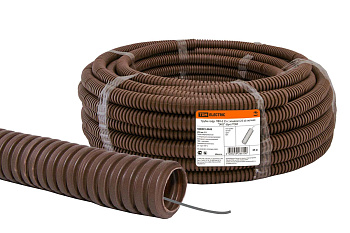 Труба гофр.ПВХ d 25 с зондом (25 м) легкая "ЭКО" (бук) TDM