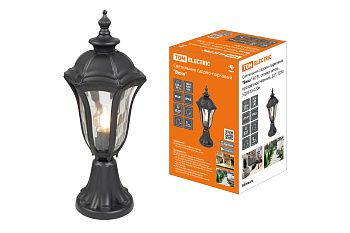SQ0330-0206 Светильник садово-парковый "Вена" 60 Вт, стойка, алюм., прозрачное/черный, Е27, TDM