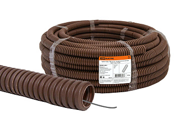 Труба гофр.ПВХ d 16 с зондом (25 м) легкая "ЭКО" (бук) TDM