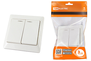 SQ1823-0004 Выключатель 2 кл. с подсветкой 10А белый "Ильмень" TDM