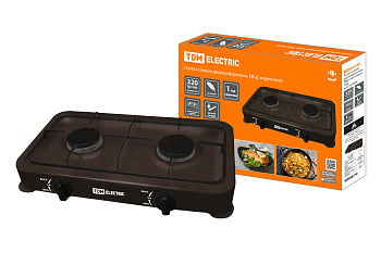 SQ2515-0008 Плитка газовая двухконфорочная, ГП-2, коричневая, TDM