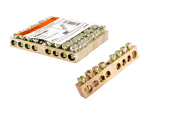 SQ0801-0002 Шина "N" нулевая 6х9мм  8/1 (8групп/крепеж по центру) TDM