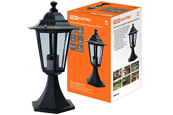 SQ0330-0009 Светильник 6100-04 садово-парковый шестигранник, 100Вт, стойка, черный TDM