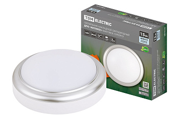 SQ0354-0019 Светильник накладной LED ДПО "Антарес" 15Вт 4000К круг 180*66 мм мат.серебро IP54 TDM