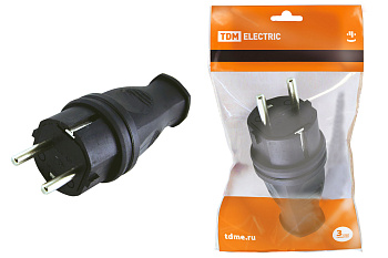 SQ0612-0001 Вилка прямая каучук 2Р+РЕ 16А 250В IP44 TDM