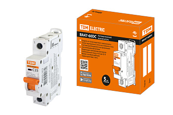 SQ0223-1013 Авт. выкл.ВА47-60DC 1P 25А 6кА х-ка С TDM