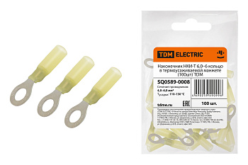 SQ0589-0008 Наконечник НКИ-Т 6,0–6 кольцо в термоусаживаемой манжете (100шт) TDM