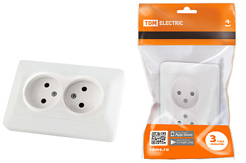 SQ1823-0011 Розетка двойная 2П 10А 250В белая "Ильмень" TDM