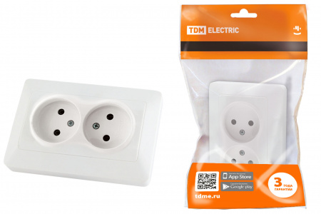 SQ1823-0011 Розетка двойная 2П 10А 250В белая "Ильмень" TDM - купить выгодно в Электромеханике