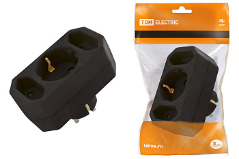 SQ1806-0301 Блок на 3 гнезда: 1x2П+3 16 А + 2х2П 2,5 А под плоскую вилку 250 B черный TDM