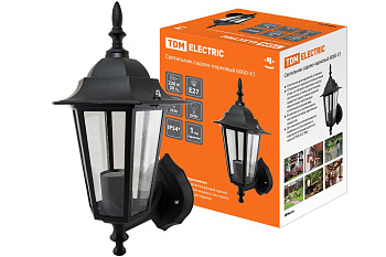 SQ0330-0001 Светильник 6060-01 садово-парковый шестигранник, 60Вт, вверх, черный TDM