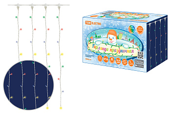 SQ0361-0070 Гирлянда светодиодная "Занавес" 1,5х1,5 м, 168LED, многоцветн., 8 режимов, 250 В, IP20, TDM