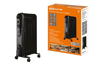 SQ2501-0905 Масляный обогреватель МО-9К, чёрный, 2000 Вт, 9 сек, рег. мощ. (800/1200/2000 Вт), термостат, TDM