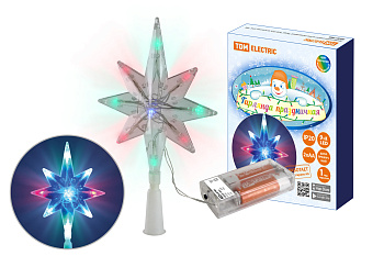 SQ0361-0066 Декоративный элемент на ёлку светодиодный "Звезда" 9LED, 20см, мультиколор, 2хAA , TDM