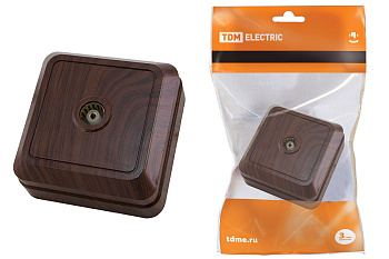 SQ1801-0042 Розетка TВ простая (0-2400 Гц,  "мама") открытой установки, IP20 бук "Ладога" TDM