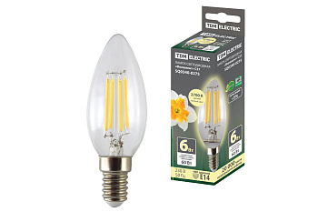 SQ0340-0275 Лампа светодиодная "Филамент" С37-6 Вт-230 В-2700 К–E14 TDM