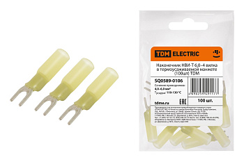 SQ0589-0106 Наконечник НВИ-Т 6,0–4 вилка в термоусаживаемой манжете (100шт) TDM
