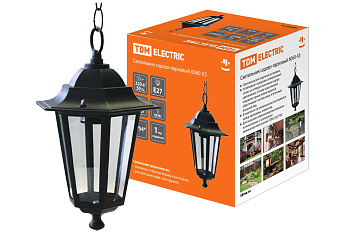 SQ0330-0005 Светильник 6060-05 садово-парковый шестигранник, 60Вт, подвес, черный TDM