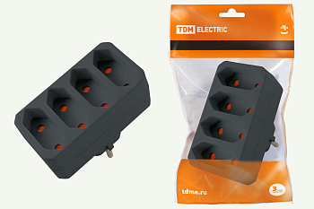 SQ1806-0303 Блок на 4 гнезда 2П 2,5 А 250 B под плоскую вилку черный TDM