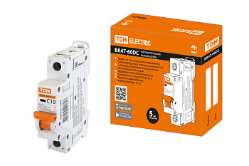 SQ0223-1009 Авт. выкл.ВА47-60DC 1P 10А 6кА х-ка С TDM