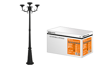 SQ0330-2004 Опора парковая, без рассеив. НТУ 015, E27, 3x100 Вт, байонет 145 мм, H2005 мм, алюм, черн, IP54,TDM