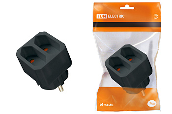 SQ1806-0306 Блок на 2 гнезда 2П 2,5 А 250 B под плоскую вилку черный TDM