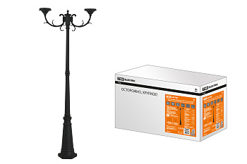 SQ0330-2003 Опора парковая, без рассеив. НТУ 015, E27, 2x100 Вт, байонет 145 мм, H2005 мм, алюм, черн, IP54,TDM