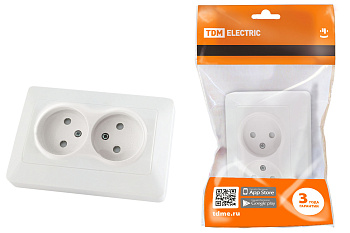 SQ1823-0015 Розетка двойная 2П с защ. шт. 10А 250В белая "Ильмень" TDM